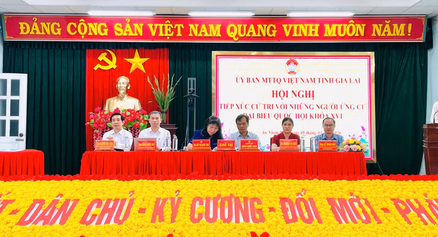 Các ứng cử viên ĐBQH khóa XVI tại đơn vị bầu cử số 2 tỉnh Gia Lai. Ảnh: Phi Long