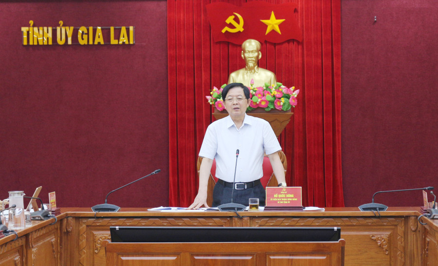 Bí thư Tỉnh ủy Hồ Quốc Dũng phát biểu chỉ đạo tại phiên họp. Ảnh: Đức Hải 1.jpg