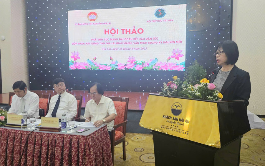 Phó Chủ tịch UBND tỉnh Gia Lai Nguyễn Thị Thanh Lịch phát biểu chào mừng Hội thảo. Ảnh: Đức Hải 4.jpg