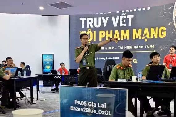 Phần thi của đội Phòng An ninh mạng và phòng, chống tội phạm sử dụng công nghệ cao (Công an tỉnh Gia Lai). Ảnh: Mạnh Cường