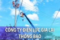 Điện lực Gia Lai thông báo tạm ngừng cấp điện.