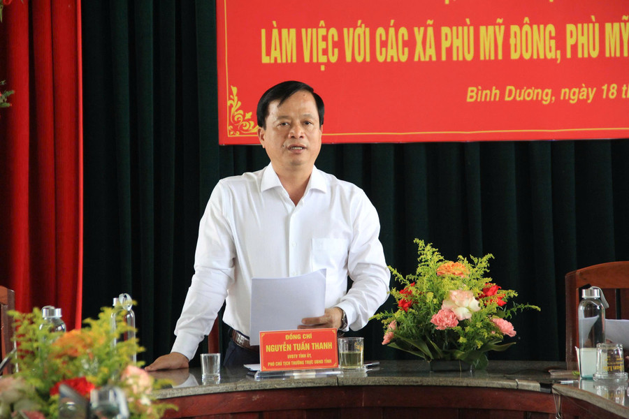 Phó Chủ tịch Thường trực UBND tỉnh Nguyễn Tuấn Thanh phát biểu chỉ đạo tại buổi làm việc. Ảnh: X.Đ Phó Chủ tịch Thường trực UBND tỉnh Nguyễn Tuấn Thanh phát biểu chỉ đạo tại buổi làm việc. Ảnh: X.Đ