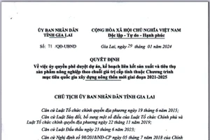 Chủ tịch Quyết định của Chủ tịch UBND tỉnh Gia Lai Ủy quyền Giám đốc Sở Nông nghiệp và PTNT quyết định phê duyệt dự án liên kết