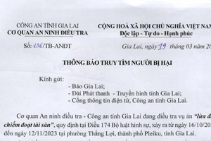 Truy tìm bị hại liên quan đến vụ án lừa đảo chiếm đoạt tài sản