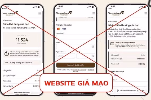 Vietcombank cảnh báo thủ đoạn giả mạo tin nhắn SMS thông báo điểm thưởng để lừa đảo