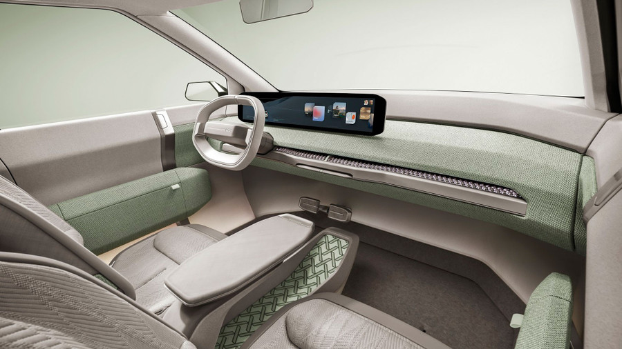 Nội thất tiện nghi và thân thiện với môi trường. Ảnh: S.T kia-ev3-interior.jpg