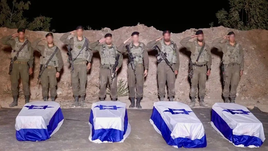 Quân đội Israel tiếp nhận thi thể con tin do Hamas trao trả. Ảnh: i24news 7bb1089130ea526b74c69597ca438b03.jpg