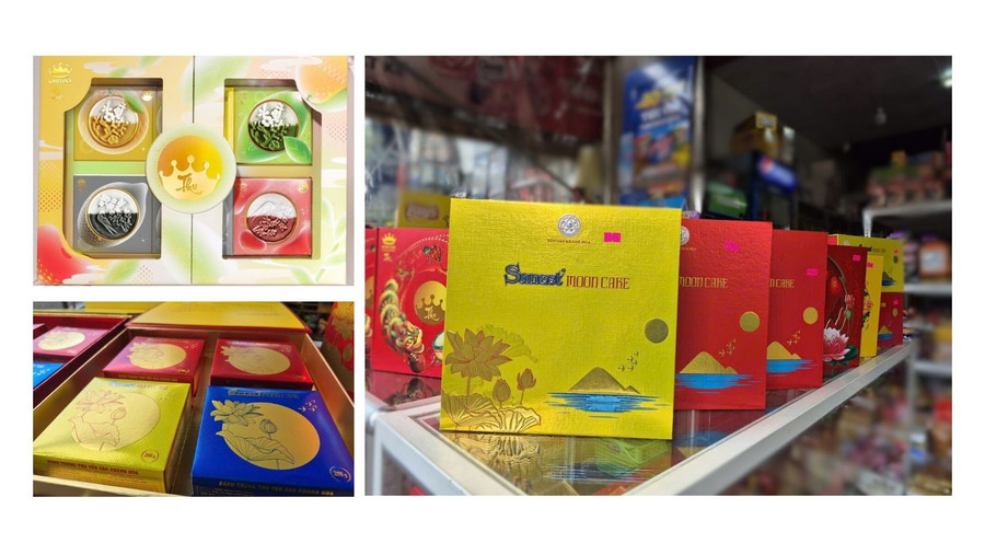 Bánh Trung thu năm nay có nhiều hương vị mới, kiểu dáng hộp đựng đẹp mắt. Ảnh: Bảo Ngọc facebook-cover-6.jpg