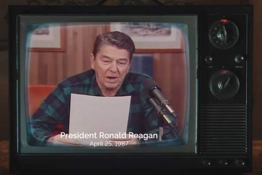 Hình ảnh cựu Tổng thống Mỹ Ronald Reagan trong video quảng cáo của bang Ontario. Ảnh: Ford Nation/Facebook web1-251024-bpd-trump-trade-talk.jpg