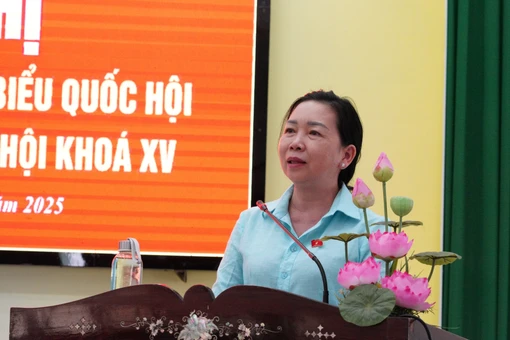 Phó Trưởng đoàn chuyên trách Đoàn Đại biểu Quốc hội tỉnh Gia Lai Lý Tiết Hạnh tiếp xúc cử tri phường Bồng Sơn