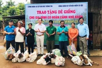 Trao dê giống sinh sản cho gia đình có hoàn cảnh khó khăn tại xã Ia Din 