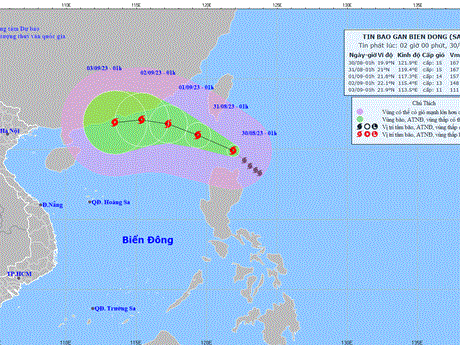 Bão Saola di chuyển theo hướng Tây Bắc, giật trên cấp 17