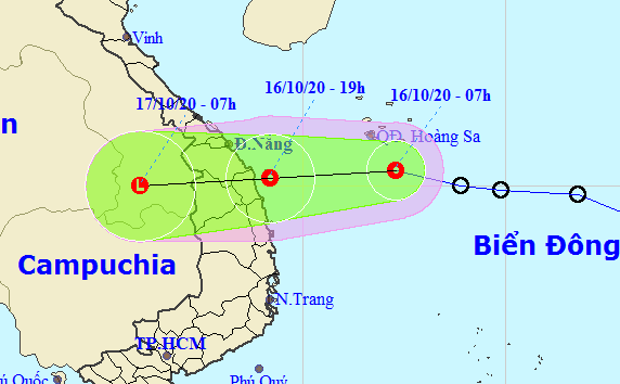 Vị trí và dự báo đường đi của áp thấp nhiệt đới - Nguồn: Trung tâm Dự báo khí tượng thủy văn Quốc gia