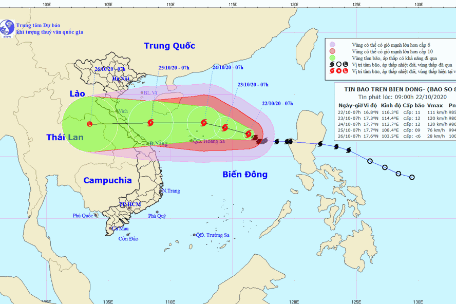 Vị trí và đường đi của bão số 8. Ảnh: Trung tâm Dự báo KTTV Quốc gia. Vị trí và đường đi của bão số 8. Ảnh: Trung tâm Dự báo KTTV Quốc gia.