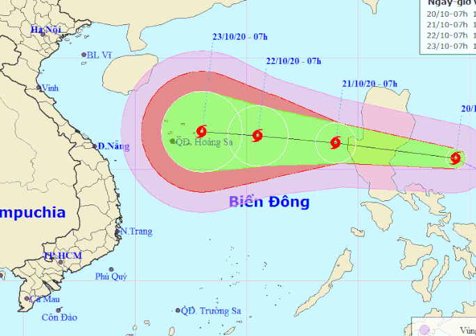 Dự báo vị trí và hướng đi của bão số 8 - Nguồn: Trung tâm Dự báo khí tượng Thuỷ văn quốc gia  Dự báo vị trí và hướng đi của bão số 8 - Nguồn: Trung tâm Dự báo khí tượng Thuỷ văn quốc gia
