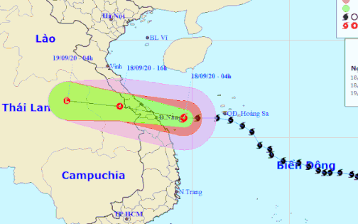 Dự báo đường đi của bão số 5 - Ảnh: Theo Trung tâm Dự báo khí tượng thủy văn quốc gia Dự báo đường đi của bão số 5 - Ảnh: Theo Trung tâm Dự báo khí tượng thủy văn quốc gia
