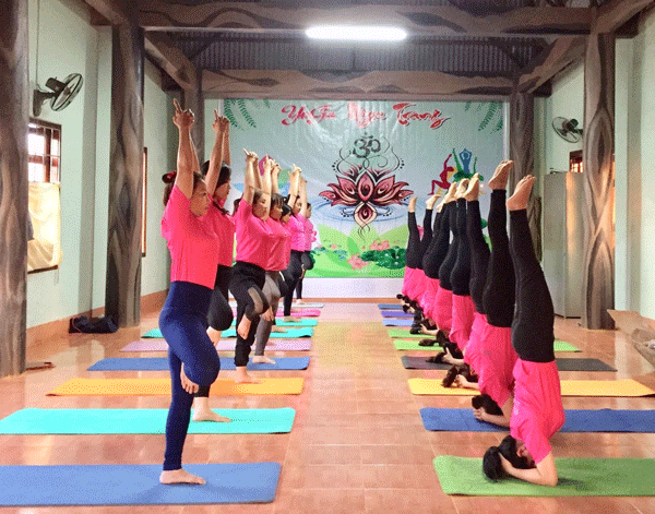 Điểm tập yoga ở thị trấn Ia Kha (huyện Ia Grai). Ảnh: H.S