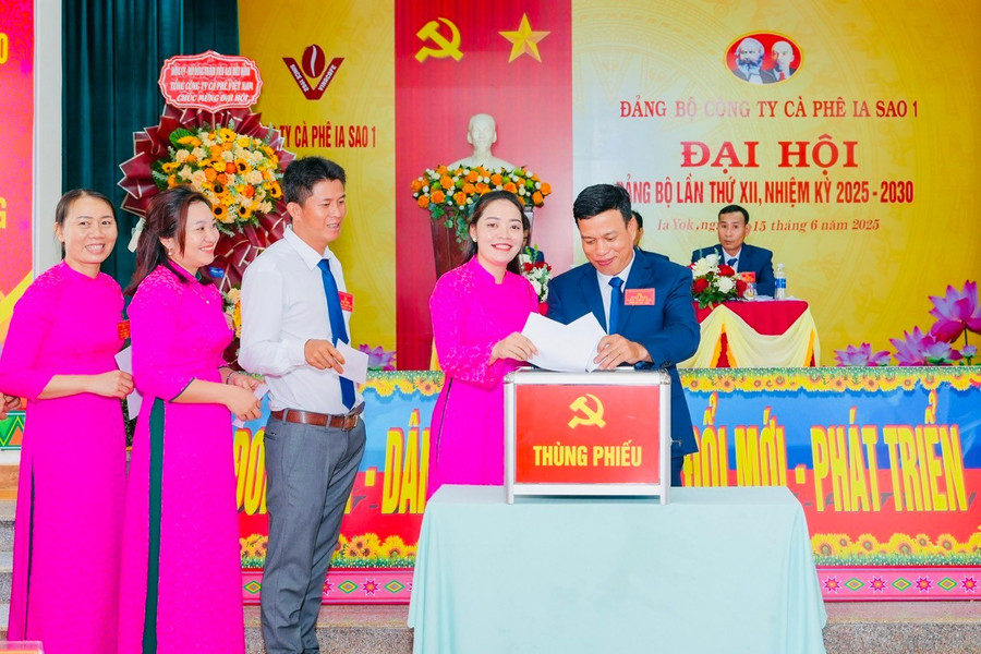 Đại biểu bỏ phiếu bầu Ban Chấp hành Đảng bộ nhiệm kỳ 2025-2030. Ảnh: H.T z6708943054903-31386cd3da9873529af9ff6cbca49251.jpg