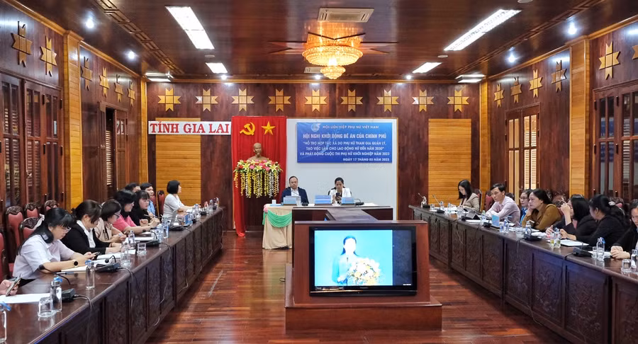 Quang cảnh hội nghị tại điểm cầu Gia Lai. Ảnh: Minh Châu