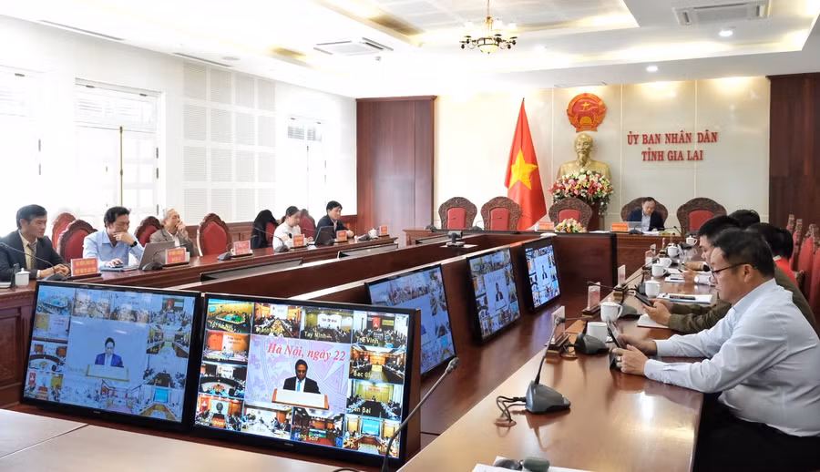 Quang cảnh hội nghị tại điểm cầu Gia Lai. Ảnh: Hoàng Ngọc