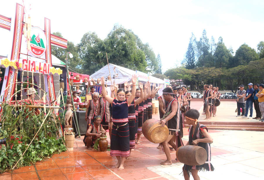 Tỉnh Gia Lai góp sắc màu văn hóa, làm nổi bật chủ đề "Đại ngàn Tây Nguyên-Tinh hoa hội tụ" tại Ngày hội. Ảnh: Nay Sắt Tỉnh Gia Lai góp sắc màu văn hóa, làm nổi bật chủ đề "Đại ngàn Tây Nguyên-Tinh hoa hội tụ" tại Ngày hội. Ảnh: Nay Sắt