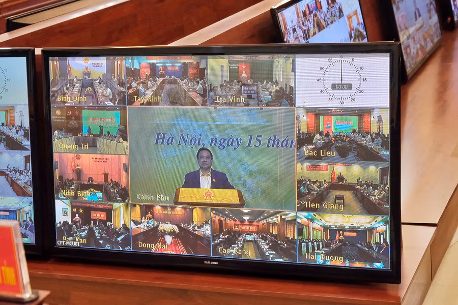 Thủ tướng Phạm Minh Chính phát biểu tại hội nghị trực tuyến “Phát triển du lịch Việt Nam nhanh, bền vững”. Ảnh chụp qua màn hình