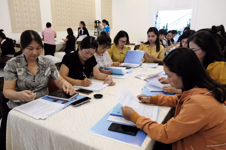 Các học viên tham gia lớp tập huấn. Ảnh: Minh Châu