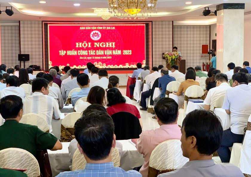 Ban Dân vận TỈnh ủy Gia Lai tập huấn công tác dân vận. Ảnh: Như Nguyện