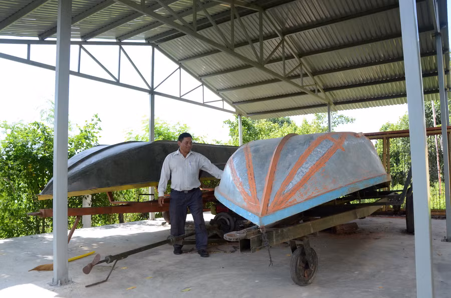 Xã Ia Broăi (huyện Ia Pa) được trang bị 2 xuồng máy để phòng-chống lũ. Ảnh: Trần Đức