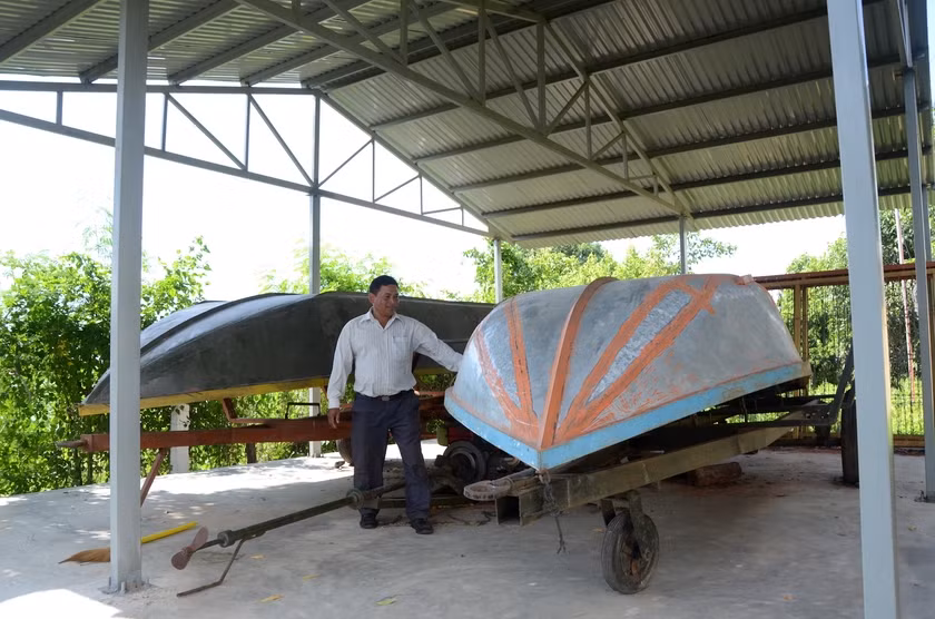 Xã Ia Broăi (huyện Ia Pa) được trang bị 2 xuồng máy để phòng-chống lũ. Ảnh: Trần Đức