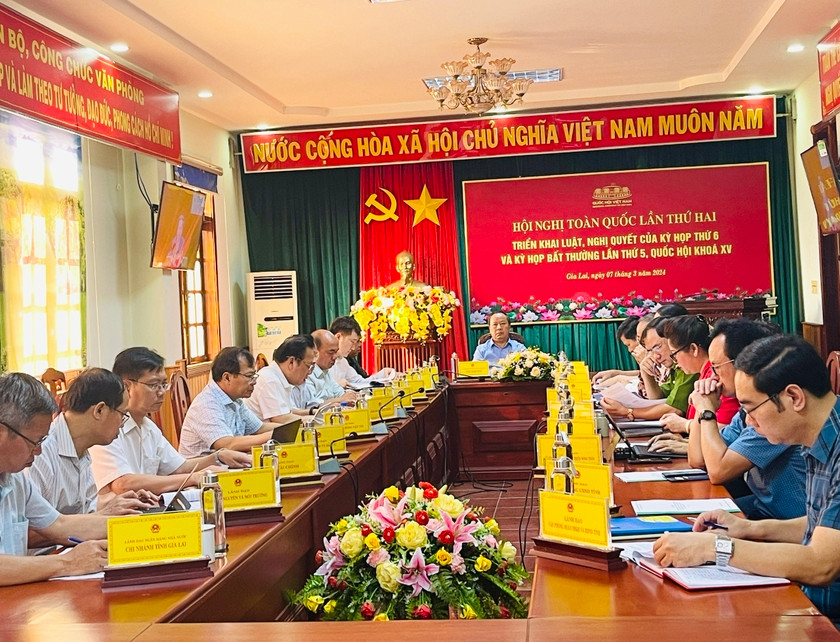 Quang cảnh hội nghị tại điểm cầu Gia Lai. Ảnh: Trần Dung