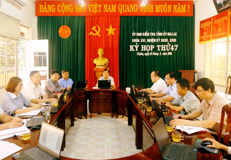 Quang cảnh Kỳ họp thứ 47 của Ủy ban Kiểm tra Tỉnh ủy Gia Lai. Ảnh: Đ.V