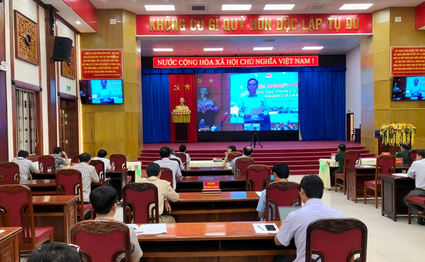 Quang cảnh hội nghị trực tuyến toàn quốc về công tác PCTT và TKCN năm 2023 tại điểm cầu Gia Lai. Ảnh: Lê Nam