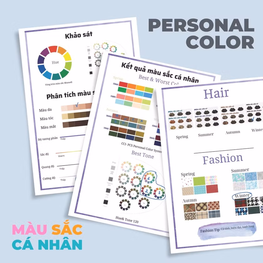 Sau khi làm khảo sát và phân tích màu sắc, Hương nhận được kết quả về màu sắc cá nhân, cũng như được tư vấn về màu tóc hay màu trang phục của mình. Ảnh: NVCC Sau khi làm khảo sát và phân tích màu sắc, Hương nhận được kết quả về màu sắc cá nhân, cũng như được tư vấn về màu tóc hay màu trang phục của mình. Ảnh: NVCC