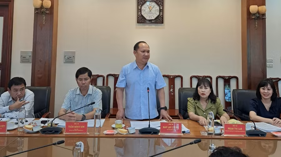 Ông Rah Lan Chung-Phó Bí thư Tỉnh ủy Gia Lai phát biểu tại buổi duyệt nội dung, nhân sự Đại hội MTTQ Việt Nam tỉnh Gia Lai lần thứ XI, nhiệm kỳ 2024-2029 tại Hà Nội. Ảnh: N. A