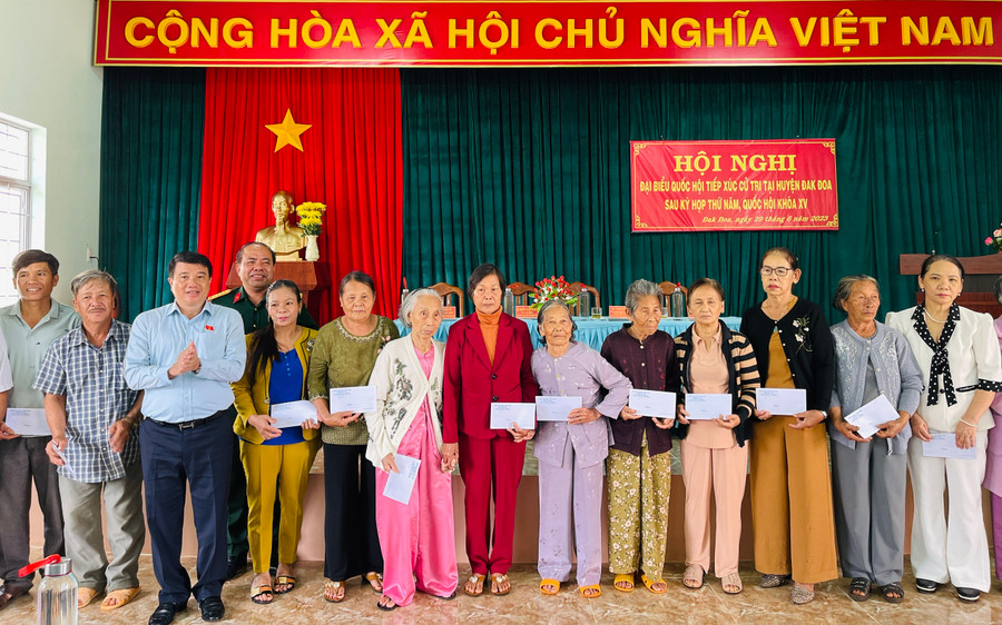 Đoàn đại biểu Quốc hội tỉnh tặng 20 suất quà cho các gia đình chính sách, người có công. Ảnh: Trần Dung