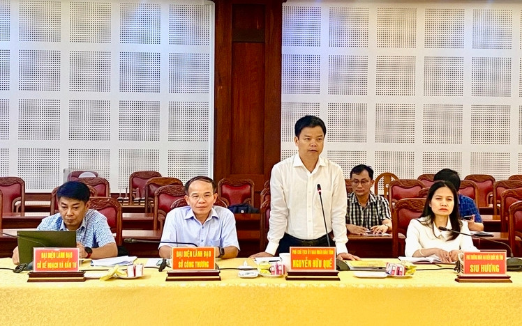 Đồng chí Nguyễn Hữu Quế-Phó Chủ tịch UBND tỉnh phát biểu tại buổi làm việc. Ảnh: Hà Duy Đồng chí Nguyễn Hữu Quế-Phó Chủ tịch UBND tỉnh phát biểu tại buổi làm việc. Ảnh: Hà Duy