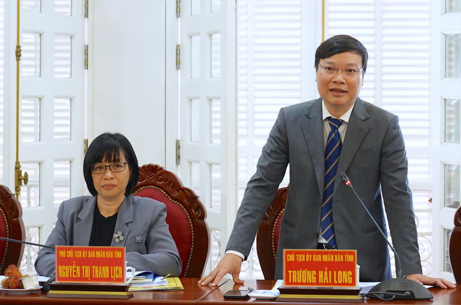 Chủ tịch UBND tỉnh Trương Hải Long phát biểu tại lễ ký kết thỏa thuận hợp tác. Ảnh: Mộc Trà Chủ tịch UBND tỉnh Trương Hải Long phát biểu tại lễ ký kết thỏa thuận hợp tác. Ảnh: Mộc Trà