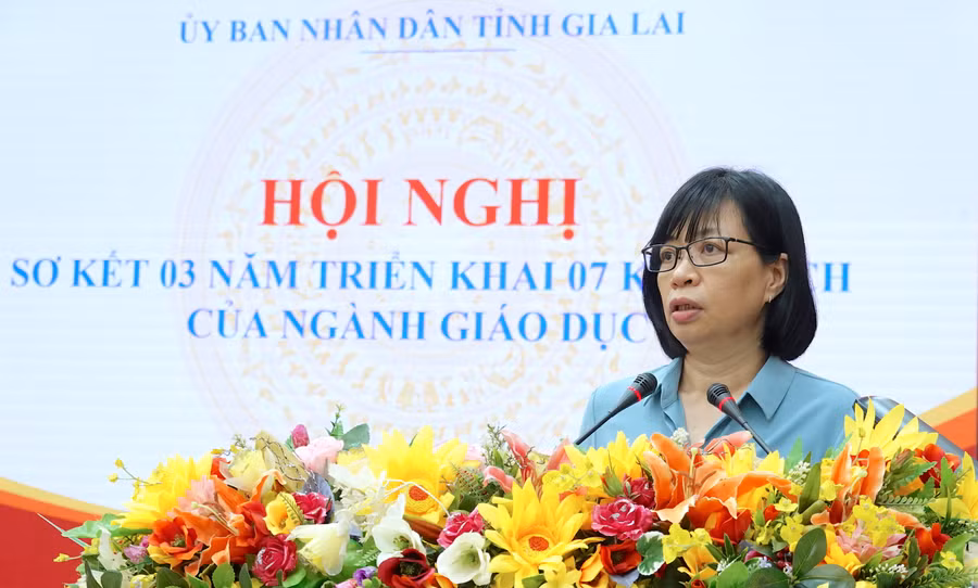 Phó Chủ tịch UBND tỉnh Nguyễn Thị Thanh Lịch phát biểu chỉ đạo tại hội nghị. Ảnh: Mộc Trà