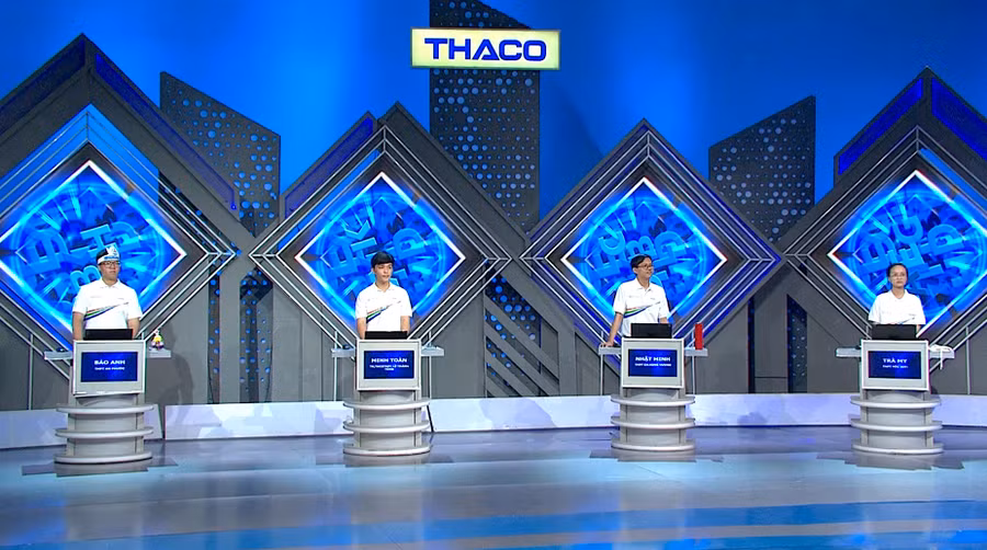 4 thí sinh tranh tài tại vòng thi tháng 3, quý II cuộc thi Đường lên đỉnh Olympia năm thứ 24. Ảnh: VTV cung cấp