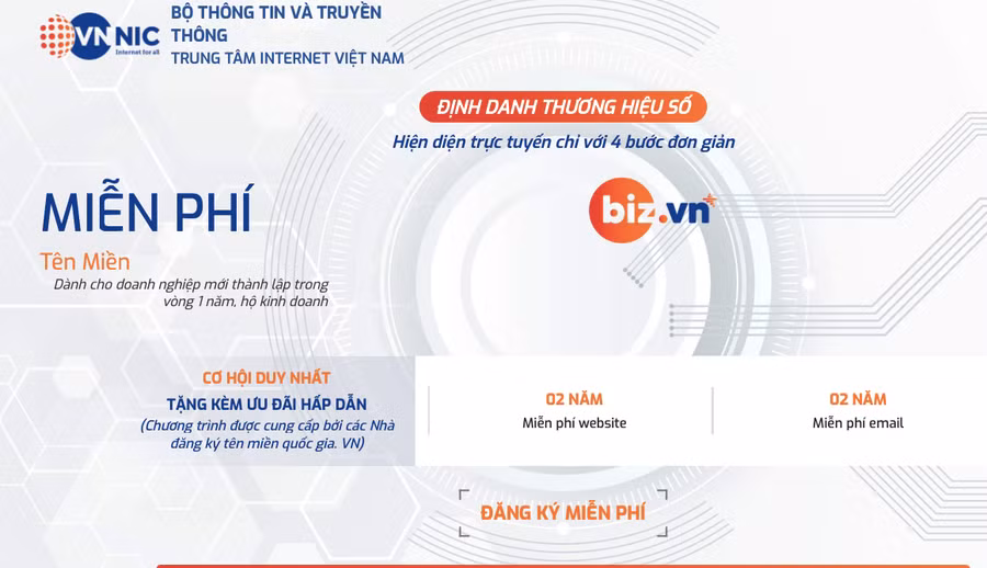 Giao diện định danh thương hiệu số dành cho nhóm doanh nghiệp mới thành lập trong vòng 1 năm và hộ kinh doanh cá thể có giấy đăng ký kinh doanh. Ảnh: Mộc Trà
