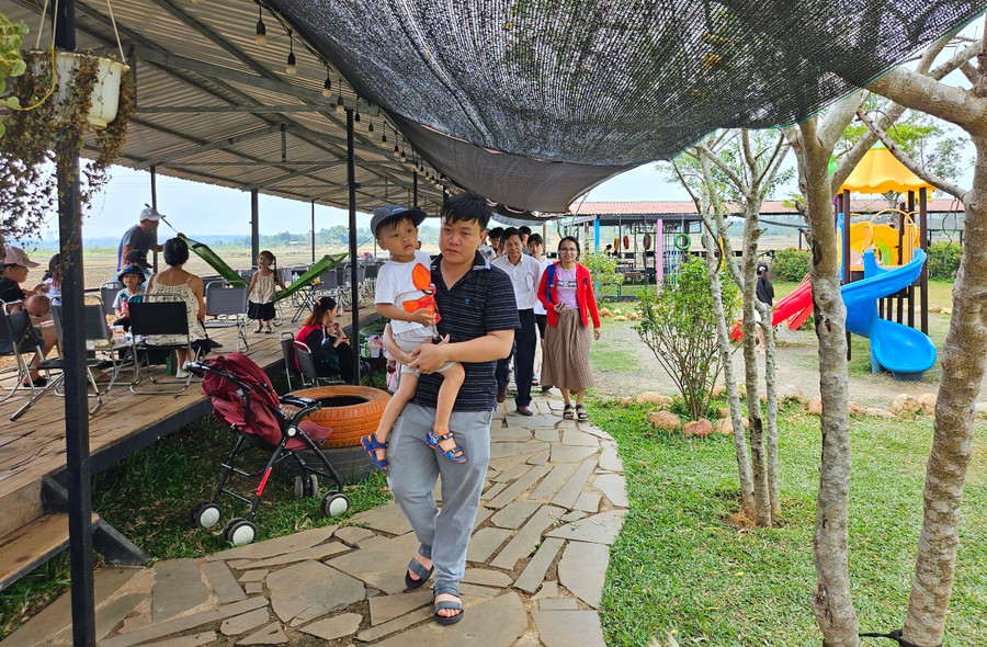 Nhiều khách du lịch trong và ngoài tỉnh đã tìm đến Alpaca Farm để vui chơi trong những ngày đầu của kỳ nghỉ lễ 30-4 và 1-5. Ảnh: Mộc Trà