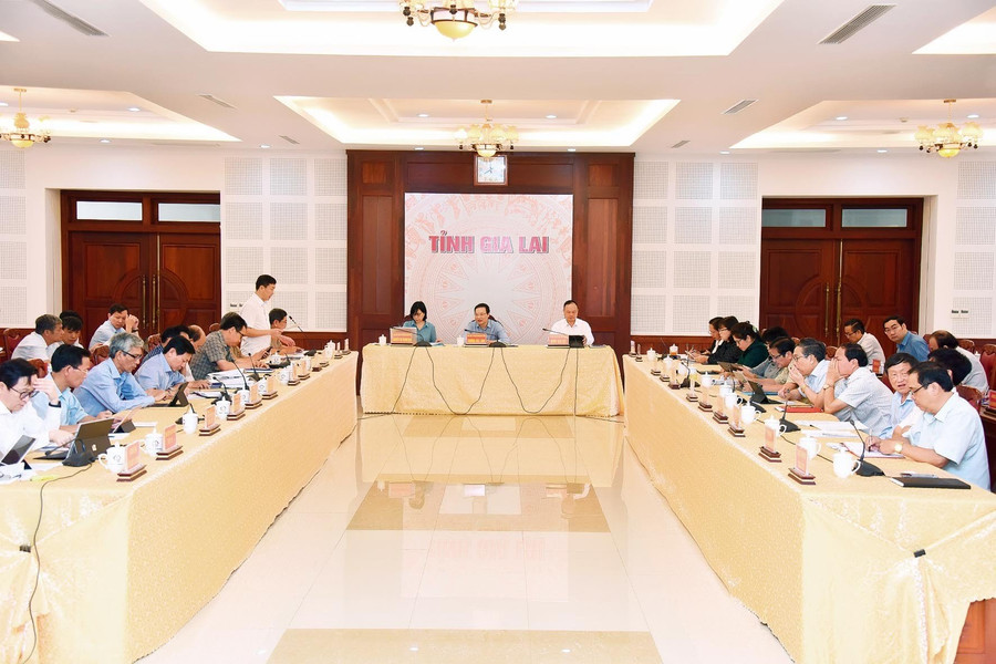 Quang cảnh hội nghị tại điểm cầu UBND tỉnh Gia Lai. Ảnh: Đức Thụy