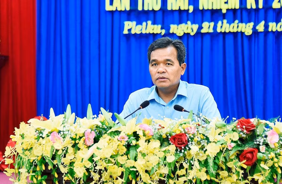 Chủ tịch HĐND tỉnh Hồ Văn Niên phát biểu khai mạc hội nghị. Ảnh: Đức Thụy