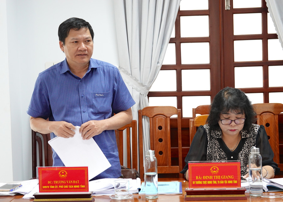 Ông Trương Văn Đạt-Ủy viên Ban Thường vụ Tỉnh ủy, Phó Chủ tịch Thường trực HĐND tỉnh Gia Lai phát biểu tại buổi giám sát. Ảnh: Mộc Trà