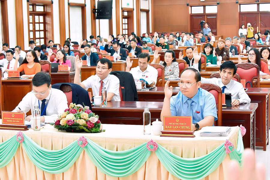 Đại biểu biểu quyết thông qua các nghị quyết quan trọng. Ảnh: Đức Thuỵ