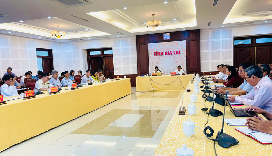 Các đại biểu tham dự hội nghị trực tuyến tổng kết năm học 2023-2024 và triển khai nhiệm vụ năm học 2024-2025 tại điểm cầu tỉnh Gia Lai. Ảnh: Trần Dung Các đại biểu tham dự hội nghị trực tuyến tổng kết năm học 2023-2024 và triển khai nhiệm vụ năm học 2024-2025 tại điểm cầu tỉnh Gia Lai. Ảnh: Trần Dung