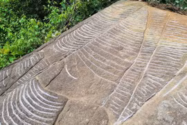 Phát hiện 'siêu phẩm' ruộng bậc thang khắc trên đá cổ ở Mù Cang Chải