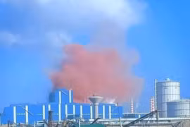 Bụi hồng 'chưa từng thấy' từ nhà máy thép Hòa Phát Dung Quất