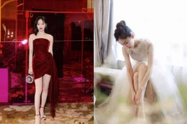 Angelababy, Tần Lam khoe chân nuột nà trong những chiếc váy mỏng manh bất chấp tiết trời lạnh giá